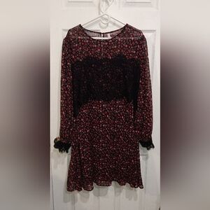 Xhilaration Floral Long Sleeve Dress with Lace